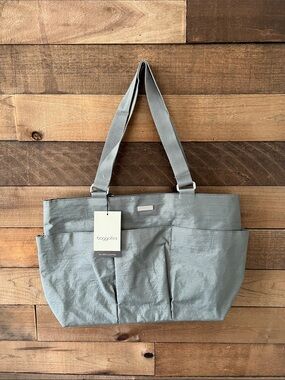 NWT Baggallini Women's East West E/W Tote Bag Purse in Silver Gray